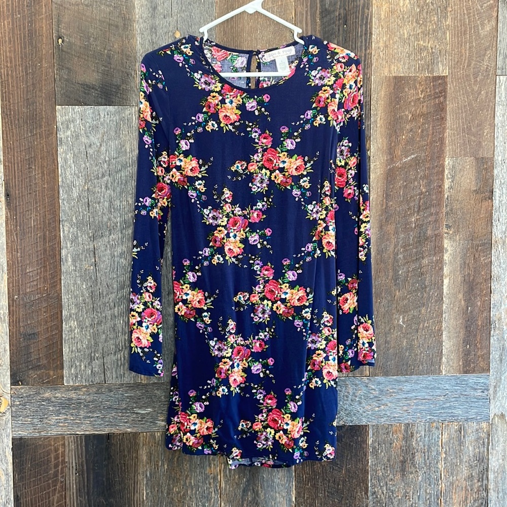Zoe & Rose Bell Sleeve Navy Dress